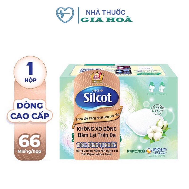 Bông tẩy trang cao cấp Nhật Bản Silcot Unicharm (66 miếng)
