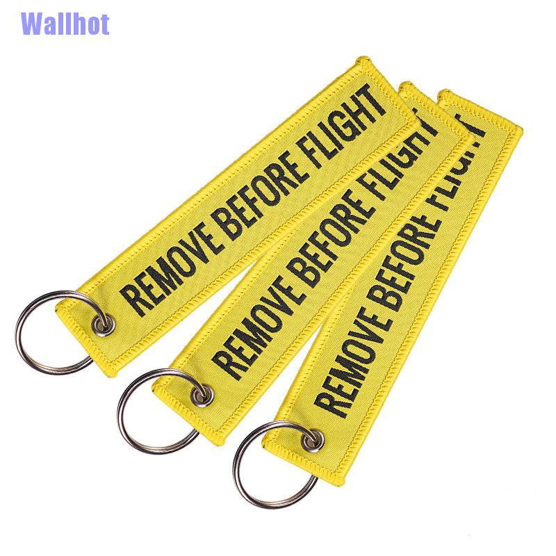 Móc khóa dải dây thêu chữ Remove Before Flight kích thước 13x3cm thời trang