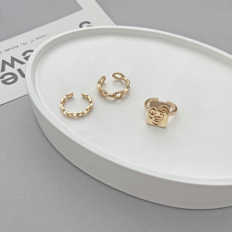 Set 3 Nhẫn Đeo Tay Kim Loại Phong Cách Vintage Cho Nữ