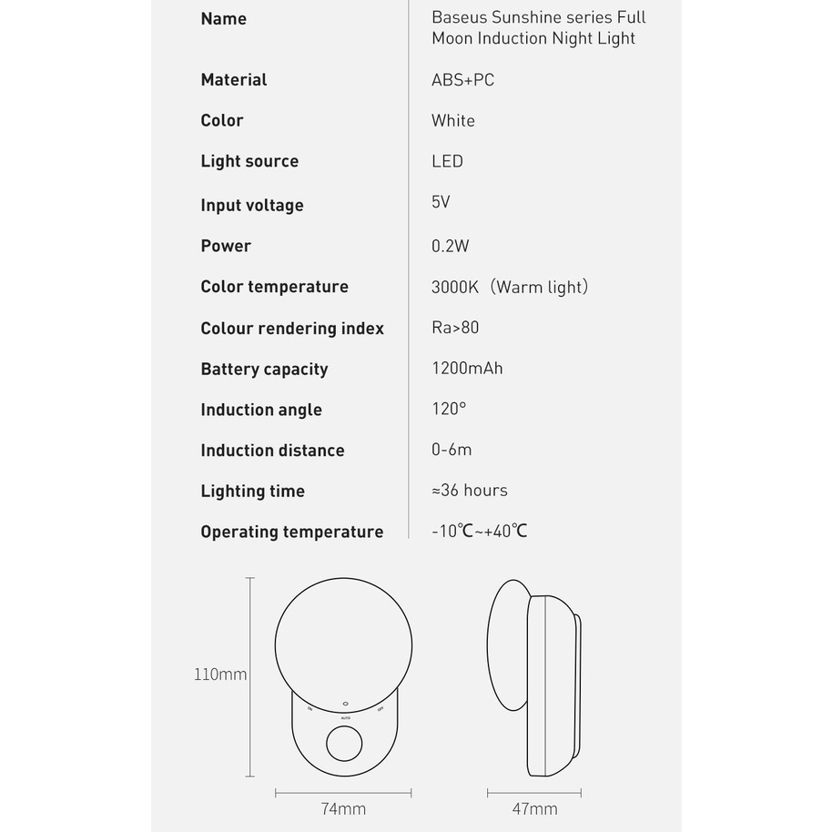 Đèn cảm biến mini Baseus Full Moon DGFM-02