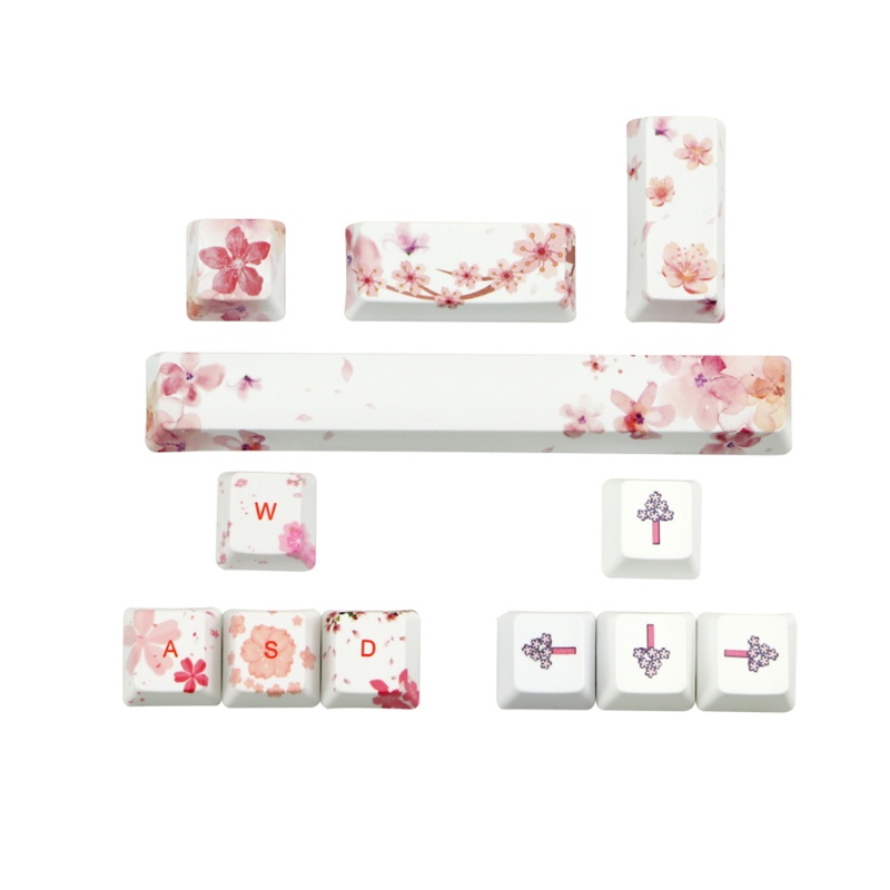 Nama DIY Bộ Nắp Đậy Phím Nhuộm Năm Mặt Hình Hoa Anh Đào / Cô Gái Màu Đỏ / Biển Rhythe