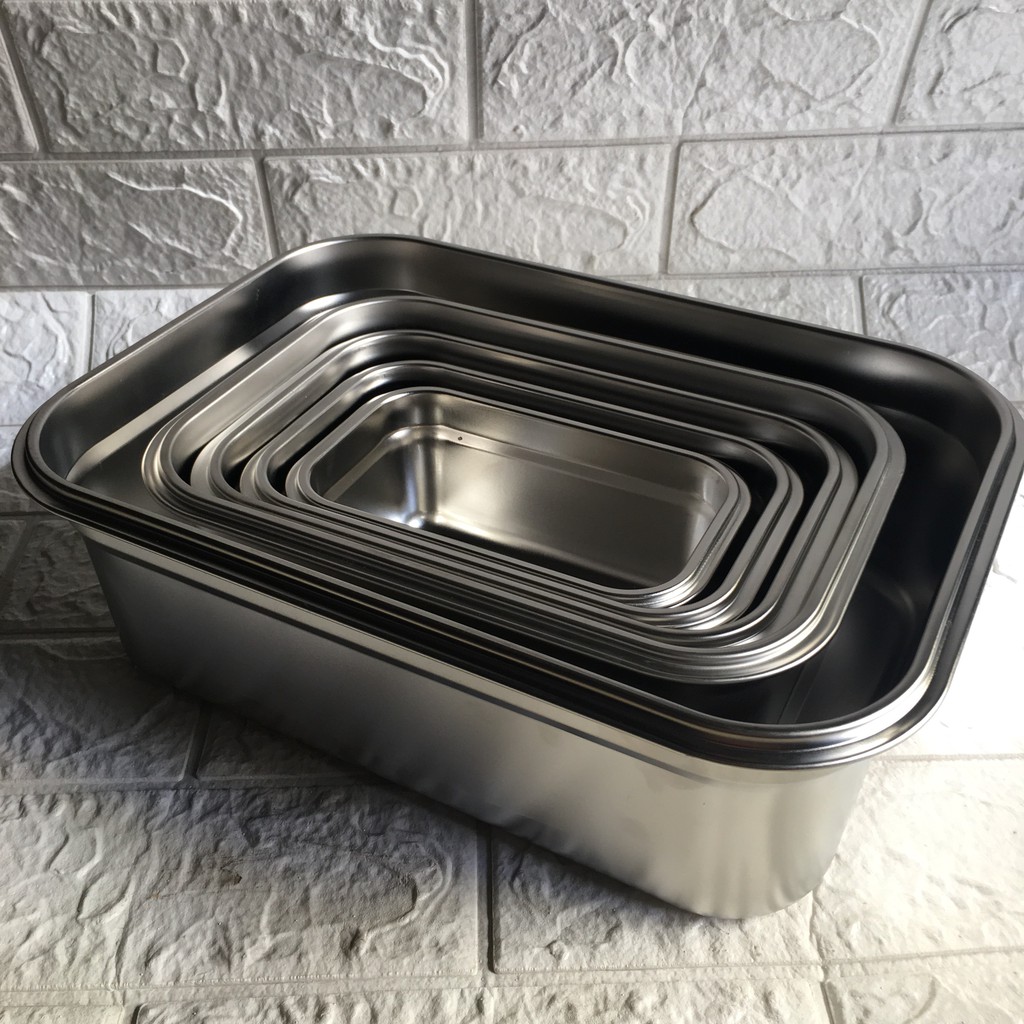 Khay inox đựng thực phẩm lưu trữ kho đông lạnh, có nắp. Dung tích từ 600ml -7000ml | BigBuy360 - bigbuy360.vn