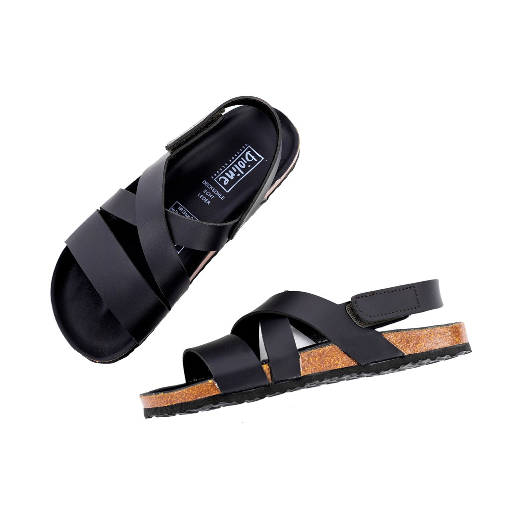 [DA PU/CHỐNG NƯỚC] P04 - Dép sandal da PU quai hậu siêu êm đế trấu Bioline - Xuất khẩu châu Âu - Blue Store