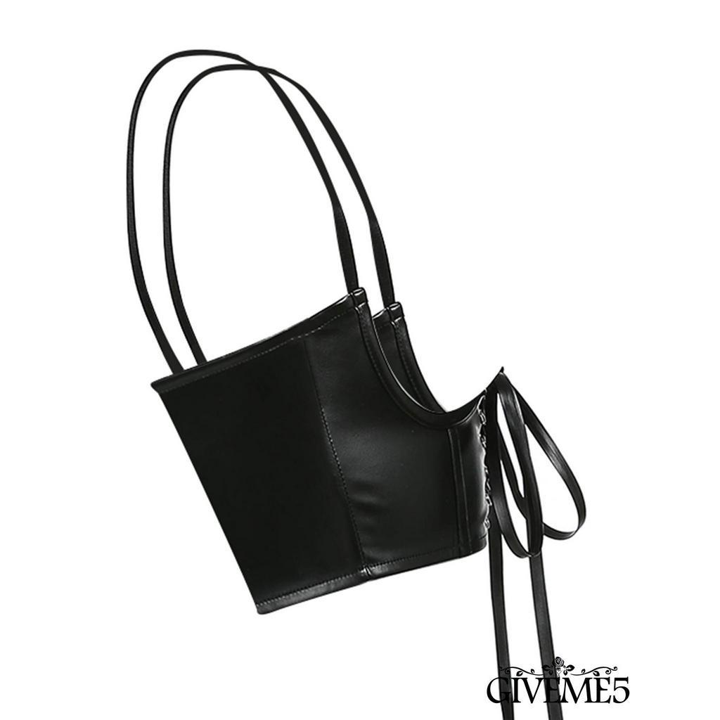 Áo không tay da pu đan dây thời trang nữ