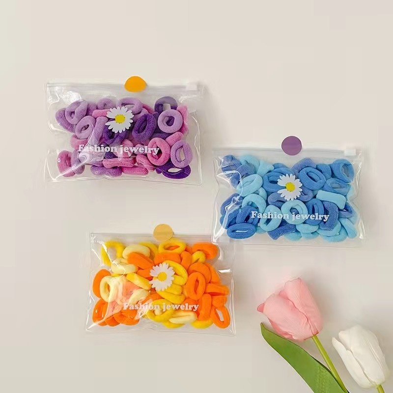 Set 50 Dây Cột Tóc Màu Kẹo Dễ Phối Đồ Phong Cách Harajuku Nhật Bản Cho Học Sinh