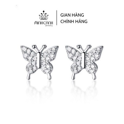 Bông Tai Bạc Hình Cánh Bướm Đính Đá Xinh Xắn - Minh Canh Jewelry