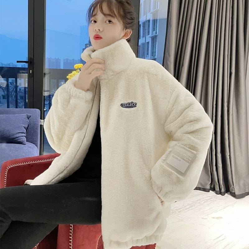 [Khuyến mãi và polite] Áo khoác cotton đệm len lông cừu dày dáng rộng giữ ấm mùa đông GUANGZHOU