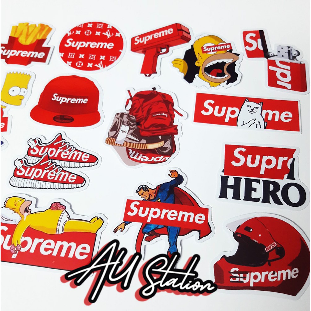 Sticker SUPREME Nhựa PVC, không thấm nước, dán nón bảo hiểm, xe, laptop, điện thoại, Vali, ...Siêu Hot