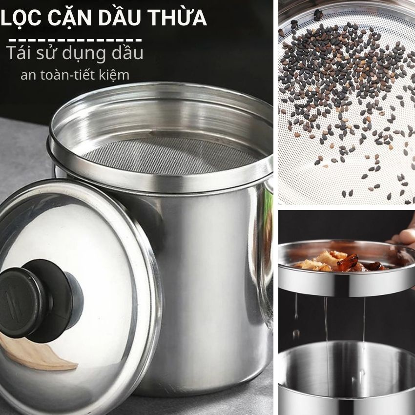 Ca lọc dầu ăn có lưới lọc cặn bằng inox 304 không gỉ bình đựng dầu chống nhiệt cao cấp an toàn cho sức khỏe Angola_Shop