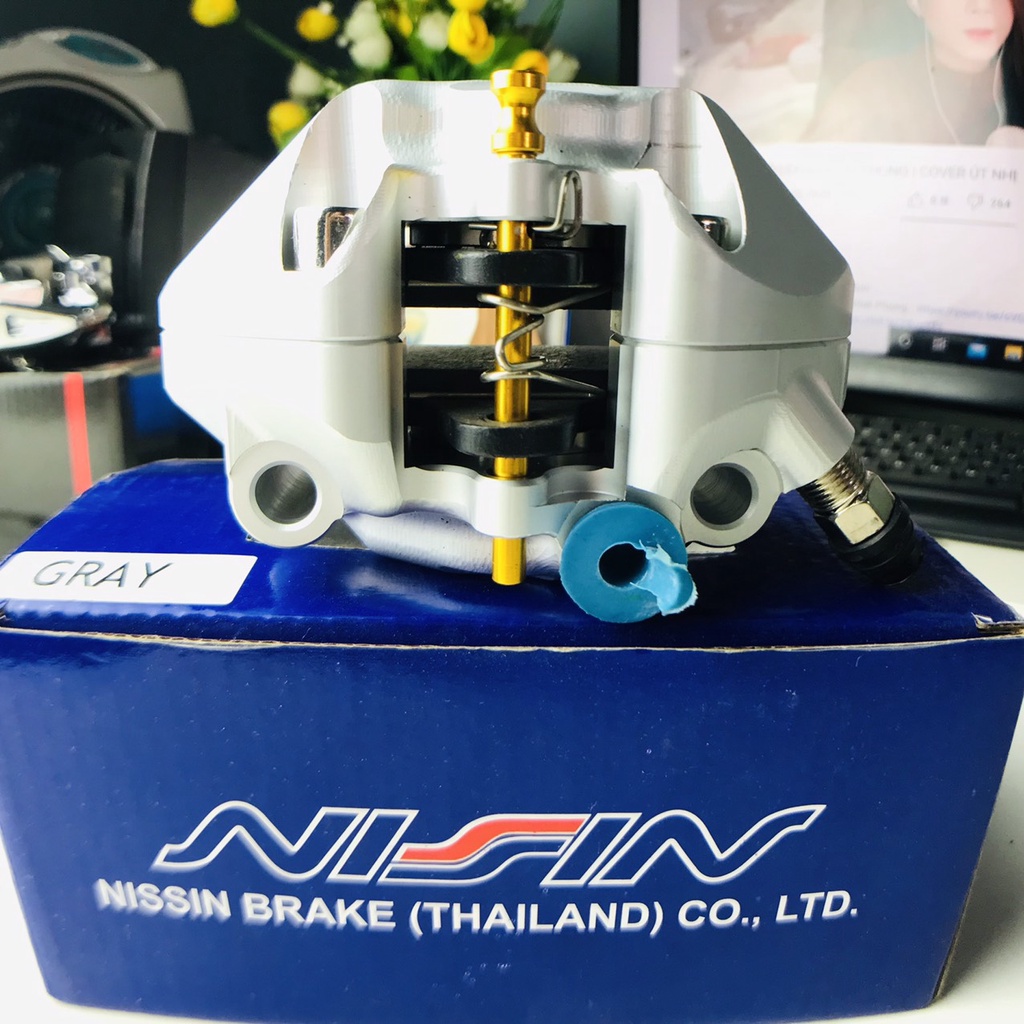 Heo Trước Nissin Moto3 2piston đĩa ZIN đối xứng Kèm Pát Trước CNC AB2010 AB 2013-2020 Click Mio Luvias Xìpo Nouvo Sonic