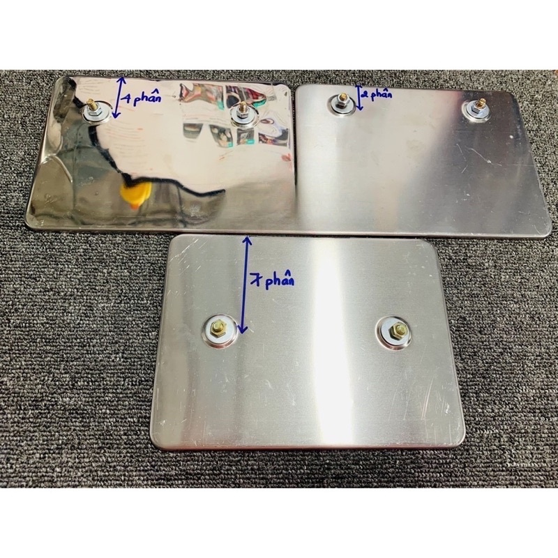 Khung biển số Xe Máy bộ 3 Món: Inox Xanh titan 7 Màu Vàng