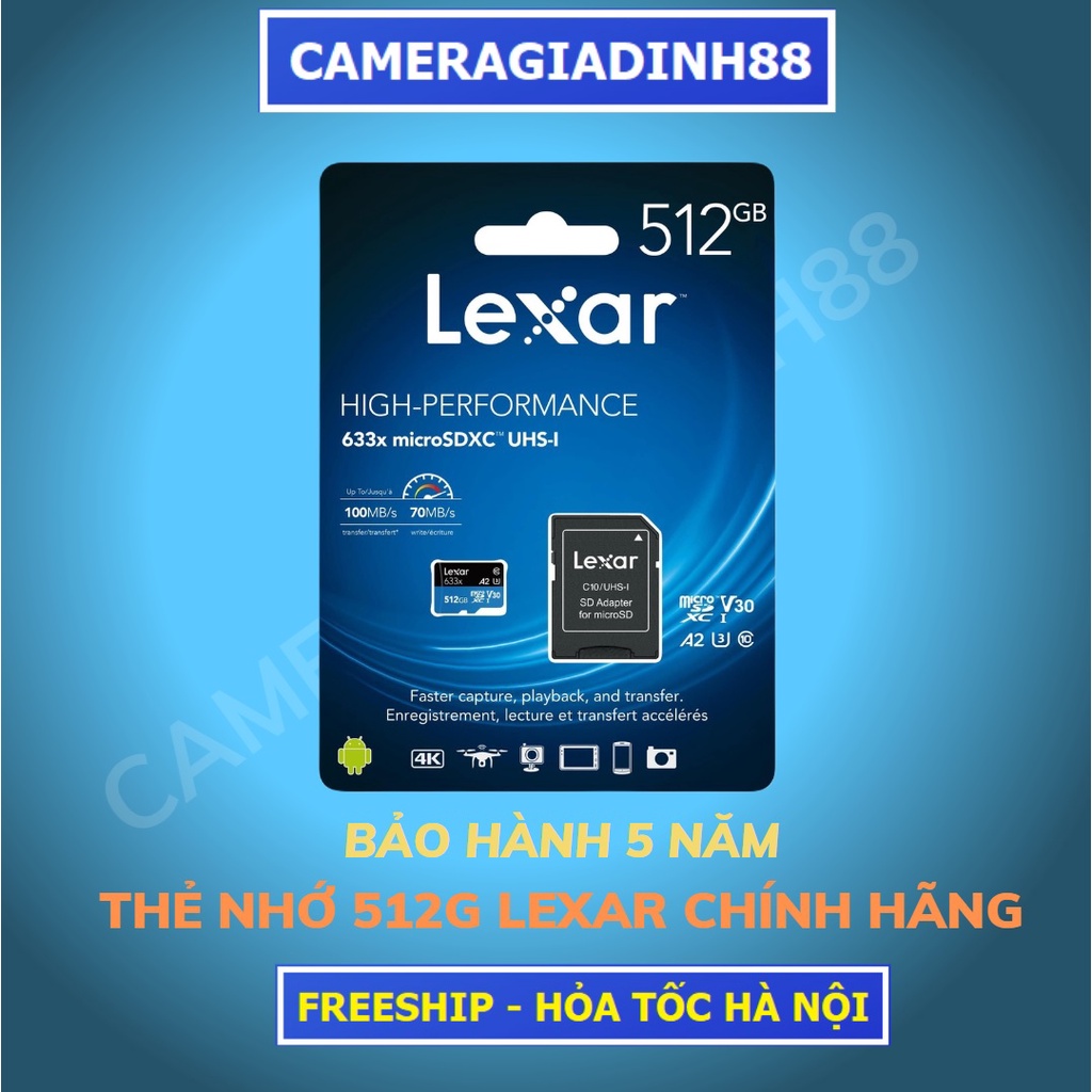 Thẻ nhớ Lexar 512G / 256G / 128G 633x MicroSDHC UHS-I Class 10 A1 U3 100MB/s + Adapter