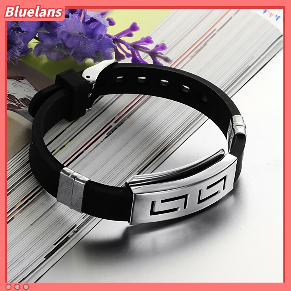 Vòng Tay Cao Su Phối Thép Không Gỉ Thời Trang Cho Nam