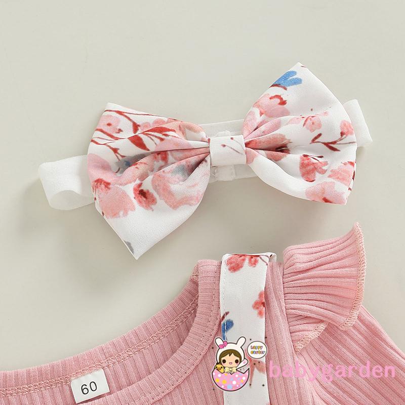 Bộ Áo Liền Quần Tay Dài Cổ Tròn In Họa Tiết Bươm Bướm Kèm Băng Đô Cài Tóc Xinh Xắn Cho Bé Gái 0-18 Tháng Tuổi