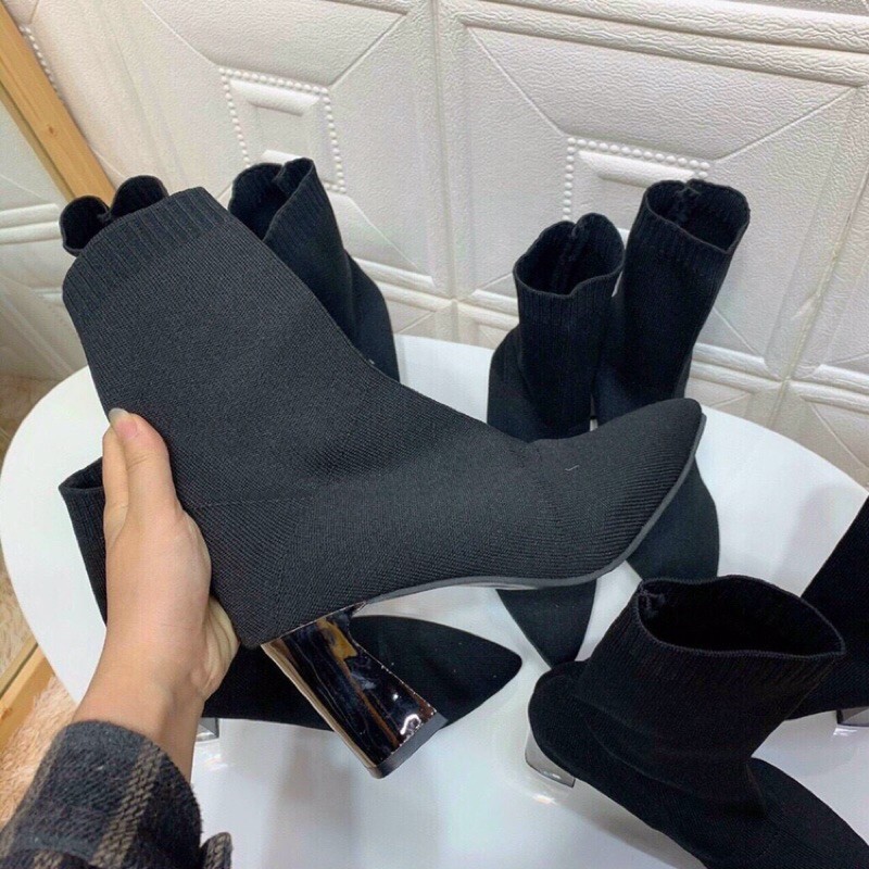 Bán sỉ Boots nữ I Bốt len gót gương 7p mũi nhọn siêu ôm chân