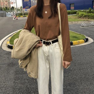 DUNEA Áo Thun Nữ Dài Tay Cổ Tròn Thời Trang Hàn