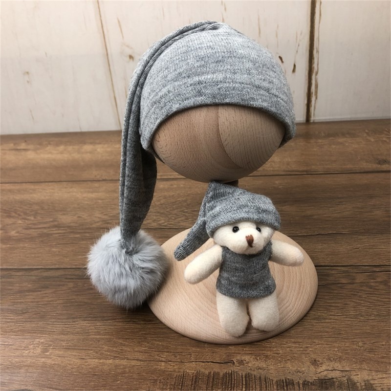 Bộ 3 Món Áo Liền Quần Tay Dài + Nón + Bóng Lông Cho Bé Sơ Sinh Chụp Ảnh