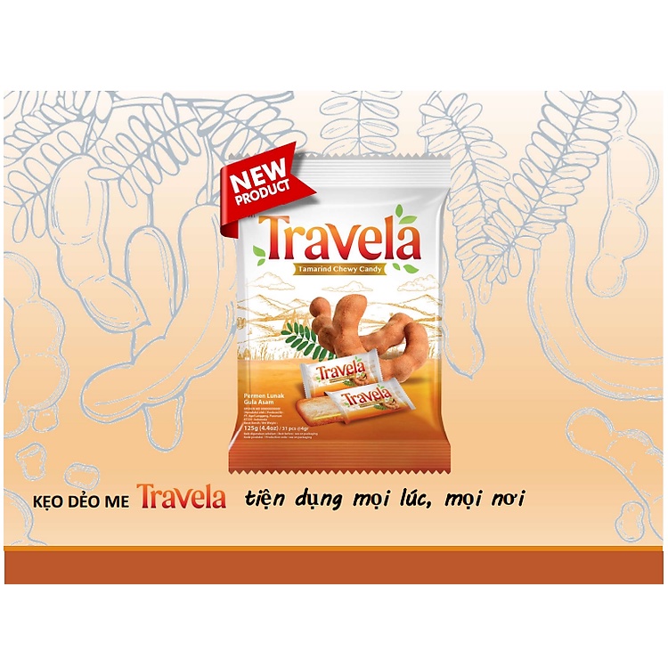 Kẹo me dẻo Travela 125g  nhập khẩu Indonesia
