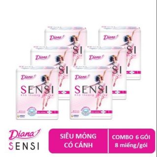 Combo 6 gói Diana sensi siêu mỏng cánh 8 miếng