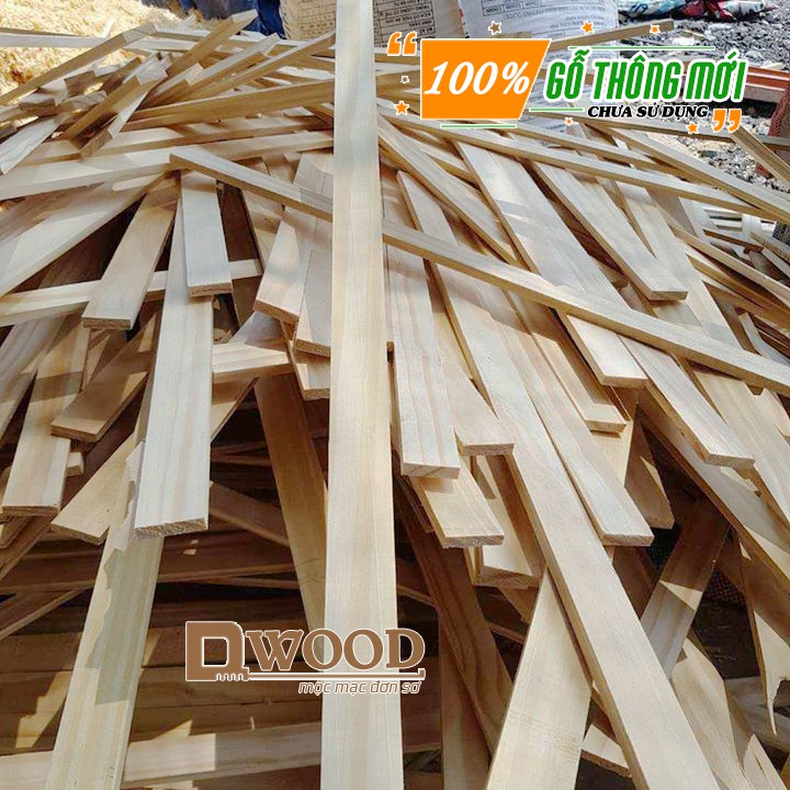 10 Thanh gỗ thông DWOOD đã xử lý đóng kệ tầng, nan giường -nan gỗ thông, thanh pallet gỗ thông