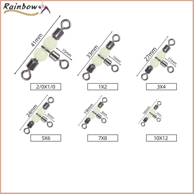 Set 10 Phụ Kiện Câu Cá Ba Khớp Xoay Linh Hoạt Hình Chữ T Màu Dạ Quang