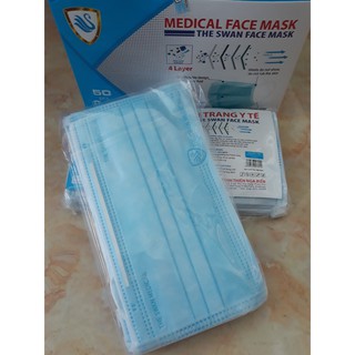 Khẩu trang y tế 4 lớp The Swan Face Mask Hộp 50 cái.