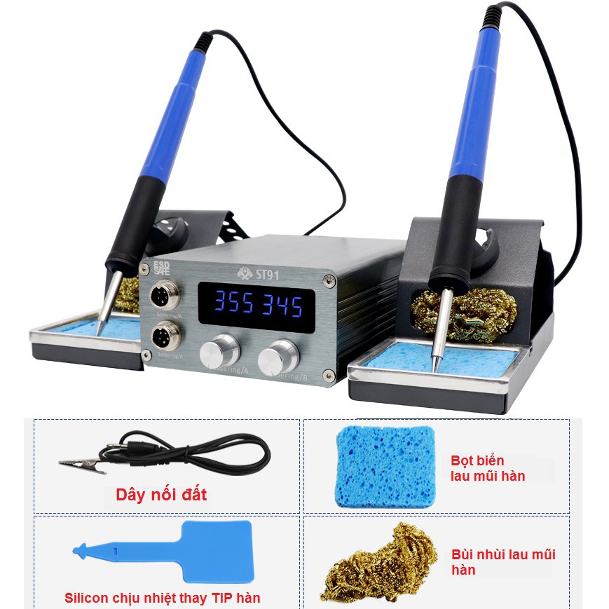 Trạm hàn 2 tay T12 OSS ST91+ | Máy hàn 2 tay (nâng từ bản cũ ST91)