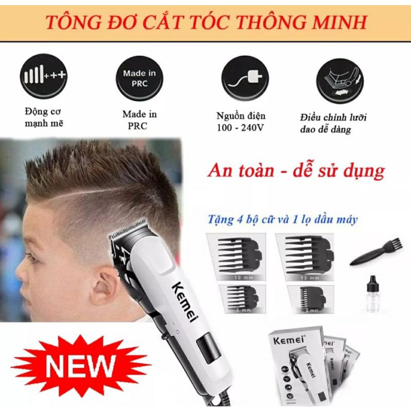 Tông Đơ Cắt Tóc Kemei KM 809 | Hớt Tóc Gia Đình.Trẻ Em | Chính Hãng | Pin Trâu