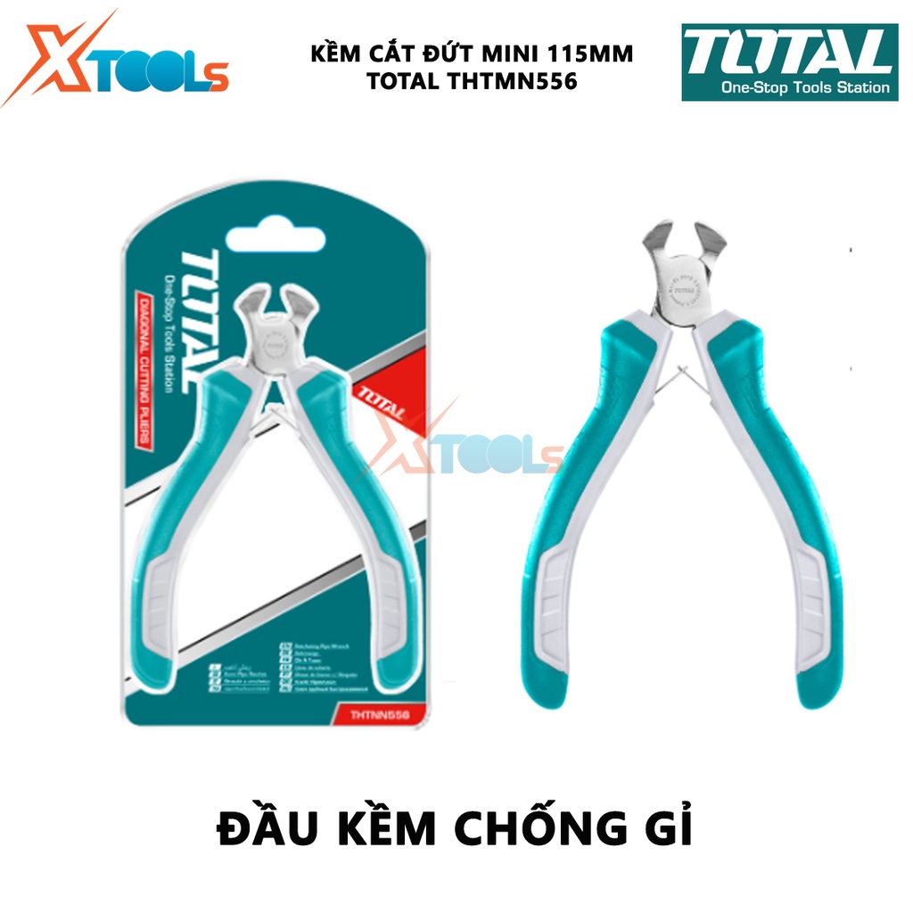Kềm cắt đứt mini TOTAL THTMN556 | Kìm cắt đứt kích thước 4,5&quot;/ 115mm, thép CR-V, tay cầm cách điện,bọc cao su chống trơn