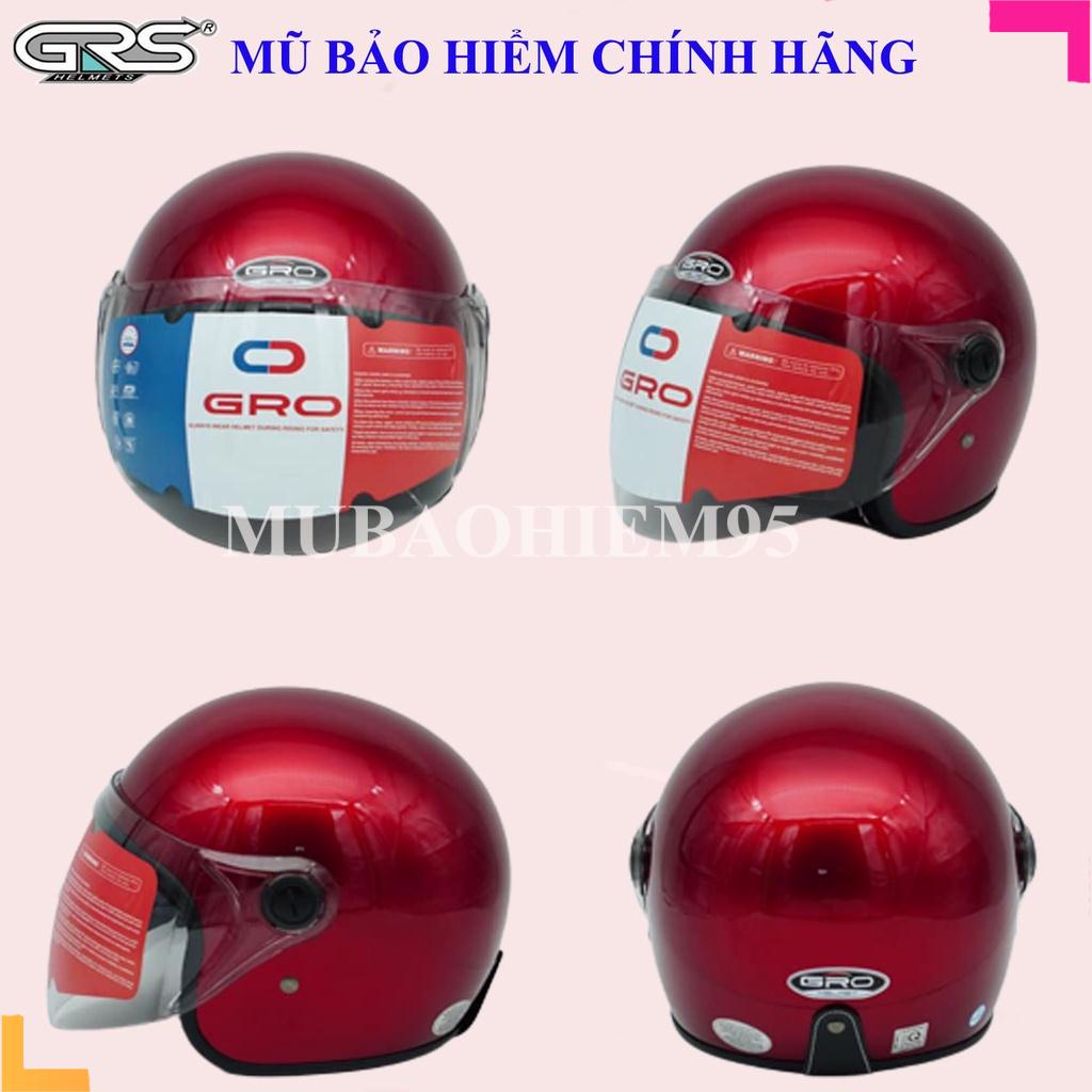 Mũ Bảo Hiểm 3 4 Đầu GRO  Có Kính, Nón Bảo Hiểm Nam, Nữ, Kính Khói Chống Lóa Tia Uv ĐI Đêm Được