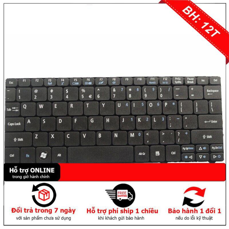 [BH12TH] Bàn Phím Laptop Acer Aspire One D255 D255E D257 D260 D270 D532H NAV50 NAV51 NAV70 PAV70 (Đen)