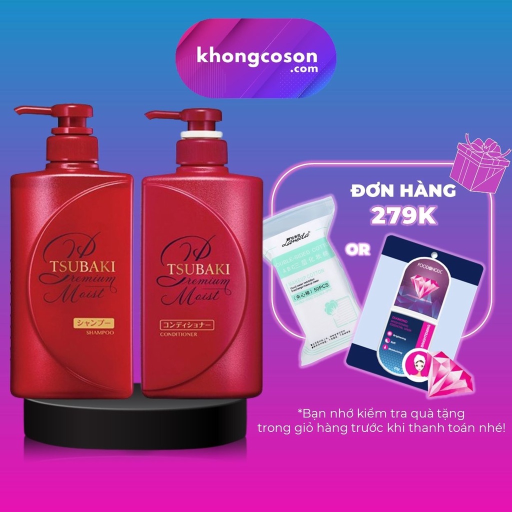 Gội Xả Tsubaki Premium Moist Siêu Cấp Ẩm Dưỡng Tóc Mềm Mượt Chính Hãng 490ml - Khongcoson | BigBuy360 - bigbuy360.vn