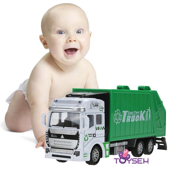 Đồ Chơi Trẻ Em Xe Đổ Rác Chạy Bằng Dây Cót Toysem - Xe Mô Hình Gom Hốt Rác - Quà Tặng Sinh Nhật Cho 