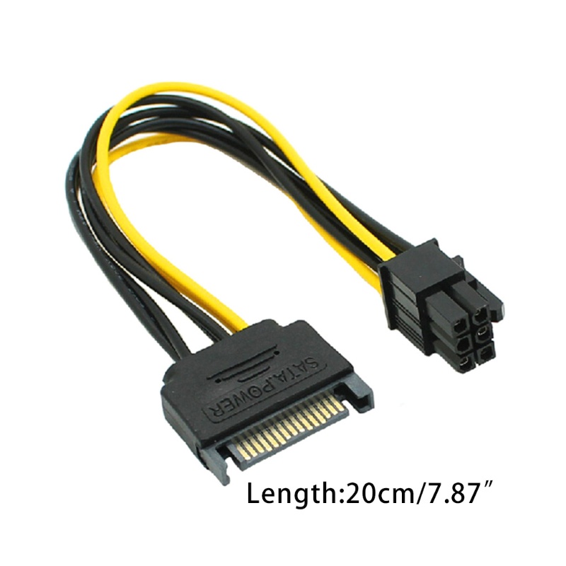 btsg SATA Male 15Pin to PCI-E 6pin(4+2) Female Video Card Power Supply Adapter Cable