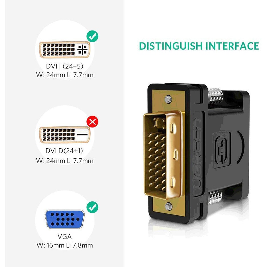 Đầu chuyển DVI-I 24+5 sang VGA Ugreen 20122 chính hãng - Hapustore