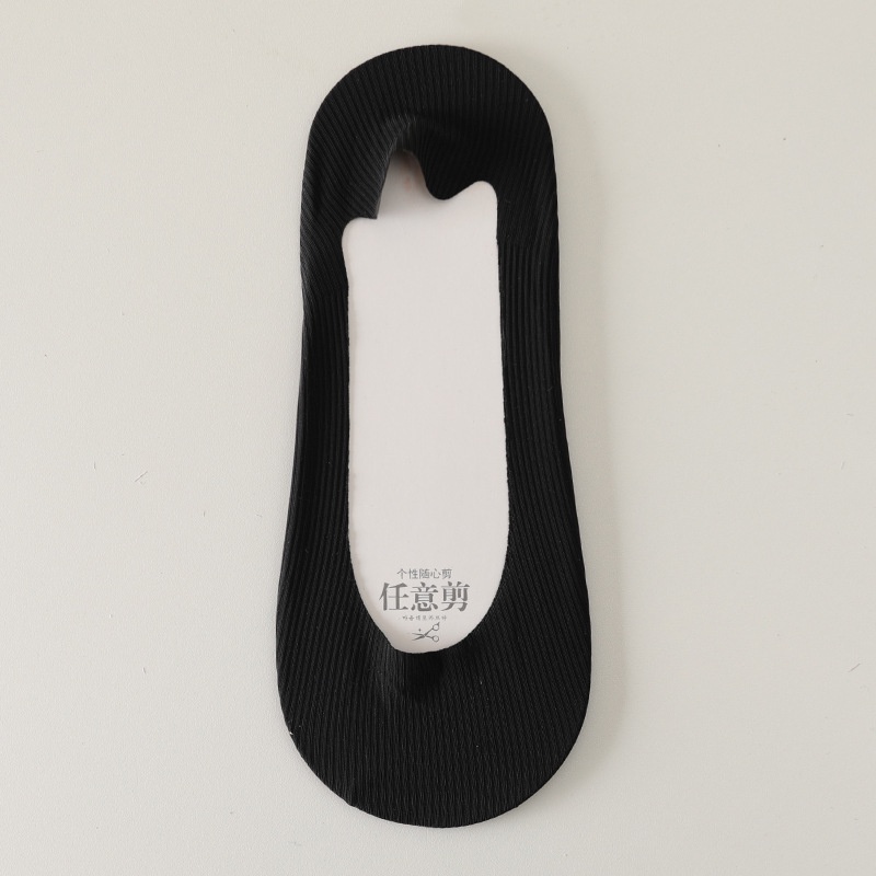Vớ Cổ Thấp Bằng Lụa Silicone Mỏng Màu Trơn Chống Trượt Thời Trang Mùa Hè Cho Nữ