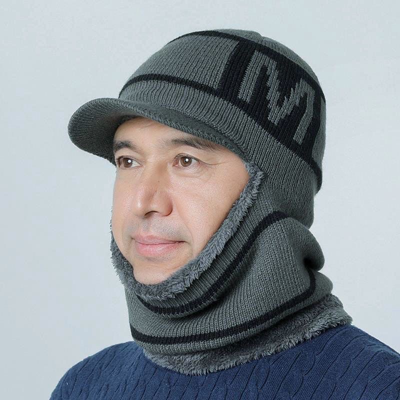 Mũ len trung niên nam lót nỉ dày ấm cho ông cho bố, mũ len nam kèm khăn trùm mặt siêu ấm