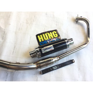 Bộ pô leovince đen full cổ bầu hơi inox raider fi, satria, gsx,..