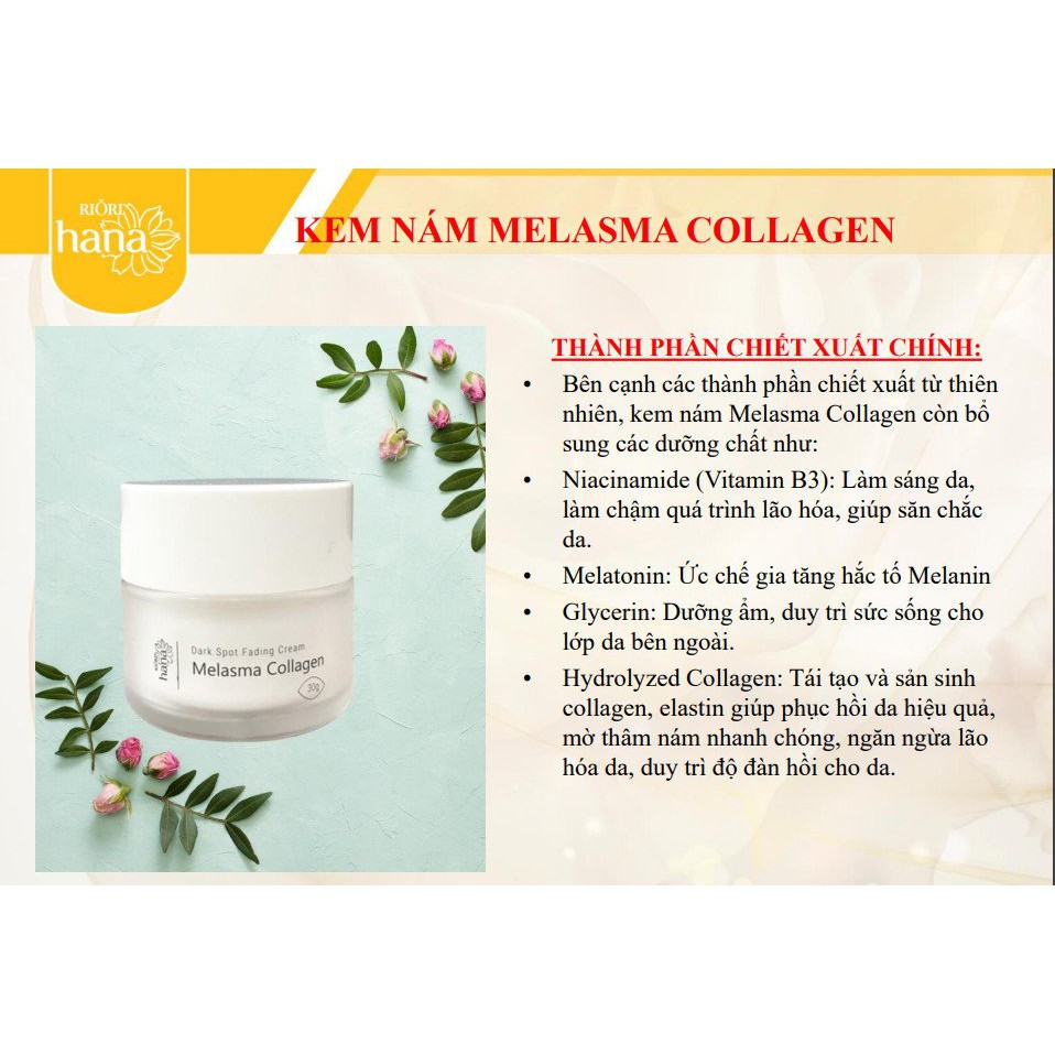 Kem Ngừa Nám RIORI HANA MELASMA COLLAGEN CREAM 30g (Mới)