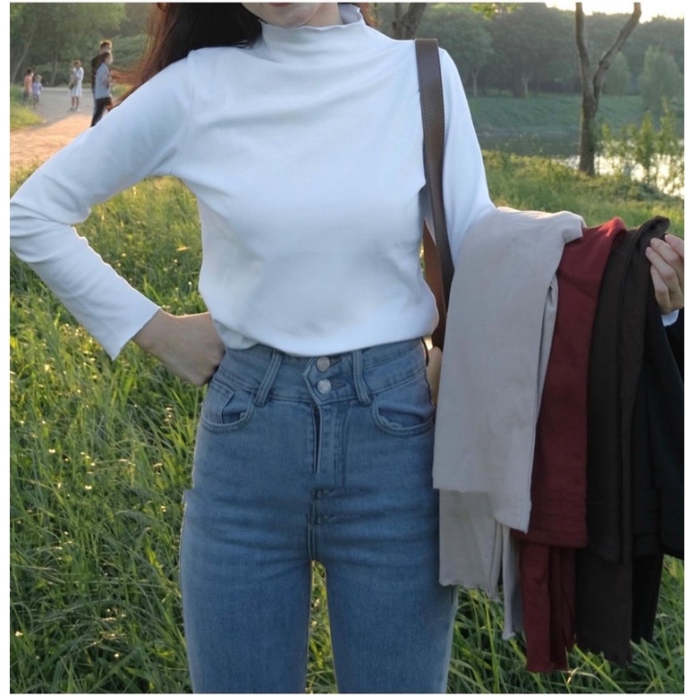 Áo thun ôm cổ xoăn dài tay, Áo giữ nhiệt lót lông cổ bèo Hàn Quốc - Xưởng May Hạnh Hồng | BigBuy360 - bigbuy360.vn