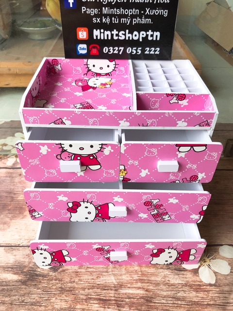 tủ đựng mỹ phẩm 4 tầng hello kitty