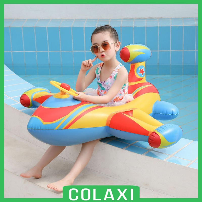 [COLAXI]Airplane Float Pool Swimming Inflatable Kids Seat Steering Wheel Party