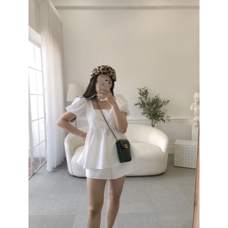 SET BỘ Bầu hồng Babydoll đũi nhăn cho mẹ bầu