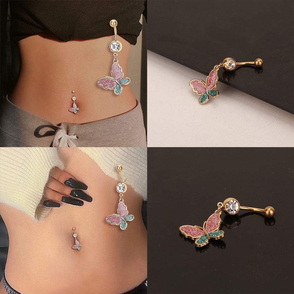 Khuyên Rốn Hình Bướm Đính Đá Pha Lê Thời Trang