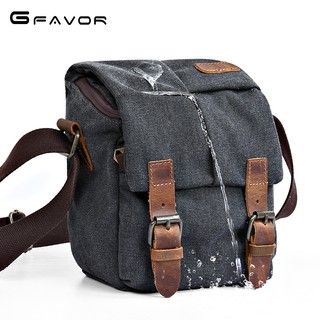 G-Favor Túi đeo vai túi máy ảnh vải canvas phối da bò cao cấp - Mẫu 3229