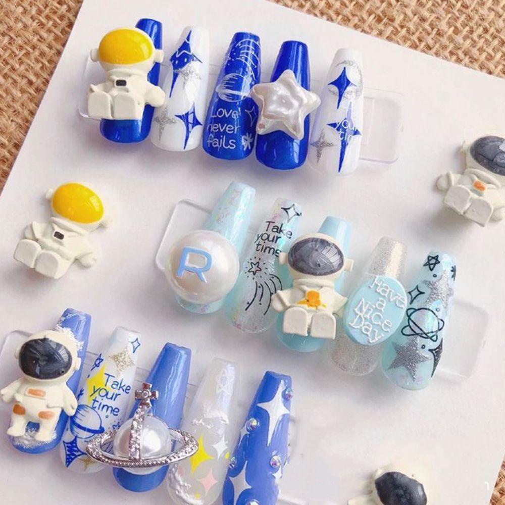 Phụ Kiện Trang Trí Móng Tay Hình Phi Hành Gia Mặt Trăng Ngôi Sao Cho Bé DIY