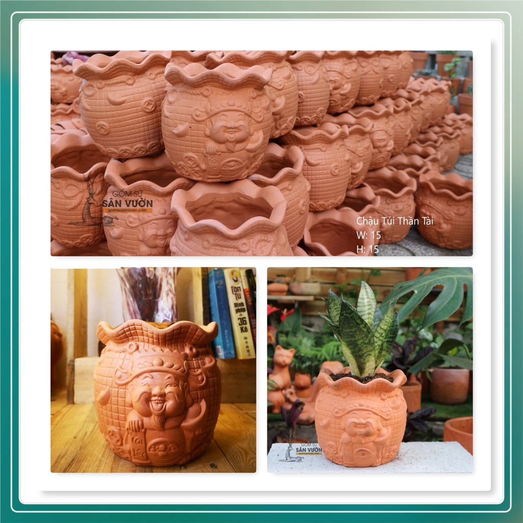 Chậu gốm đất nung kiểu THẦN TÀI  - chậu trồng cây, gốm sứ sân vườn Bình Dương