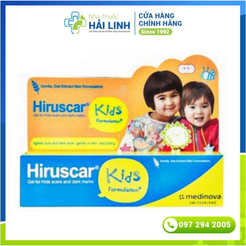 Gel mờ sẹo cho trẻ em Hiruscar Kids ⚡ Tặng quà ⚡ Tuýp 10g Bôi sẹo cho bé