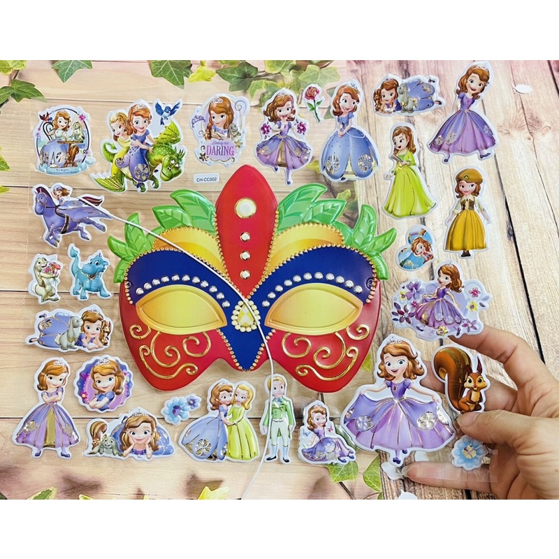 bảng Sticker dán công chúa sofia Disney kèm mặt nạ dễ thương