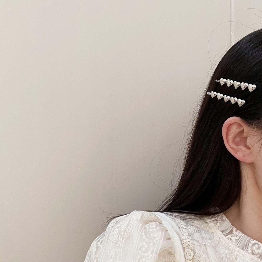 Kẹp Tóc Mỏ Vịt Kim Loại Hình Trái Tim Phong Cách Hàn Quốc Dành Cho Nữ